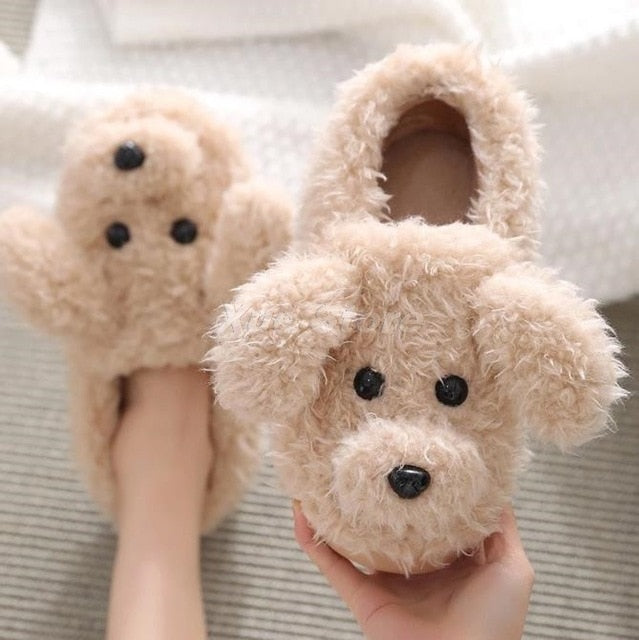 Teddy Bear Plush Furry Faux Cartoon Slippers - COOLCrown Store