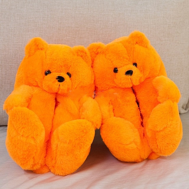 Teddy Bear Plush Furry Faux Cartoon Slippers - COOLCrown Store