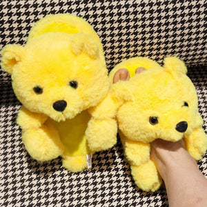 Teddy Bear Plush Furry Faux Cartoon Slippers - COOLCrown Store