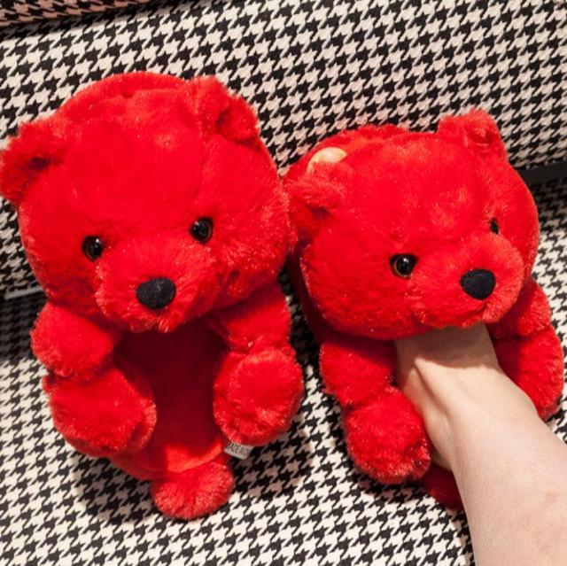 Teddy Bear Plush Furry Faux Cartoon Slippers - COOLCrown Store