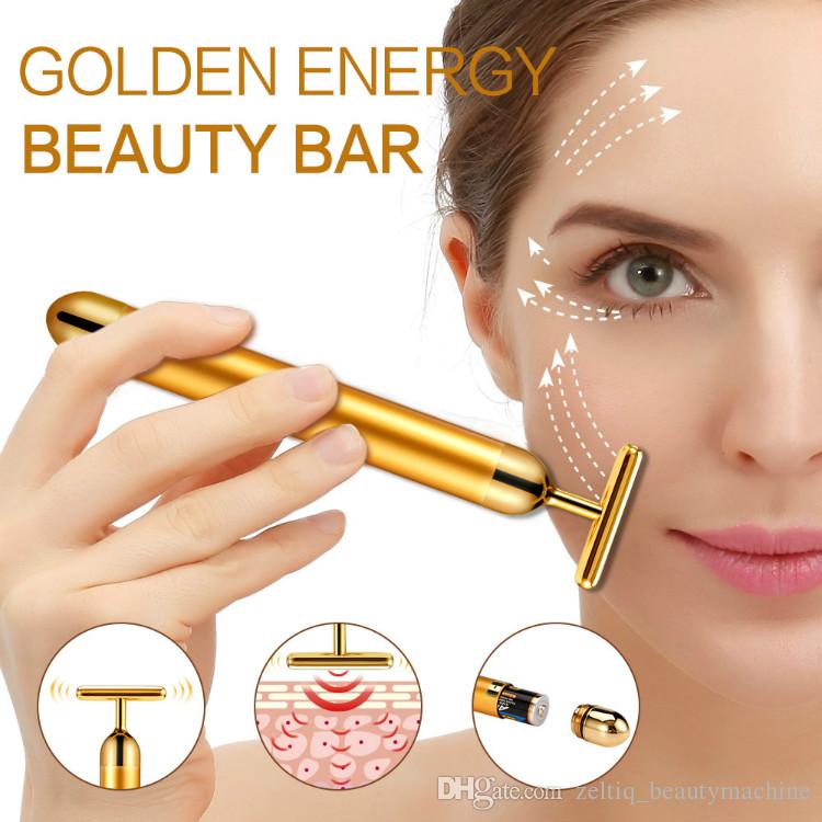 24K Gold Roller Vibrating Facial Massager Slimming Facial Skin Beauty - COOLCrown Store